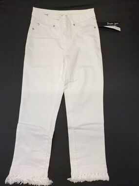 NWT Tribal Dream Jean White Fringe Cropped Pants Size 2
